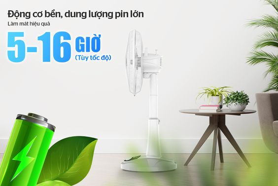 Quạt sạc SUNHOUSE SHD7228 có khả năng dự trữ điện